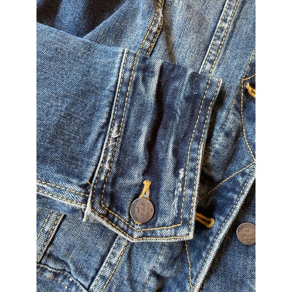 Vintage Abercrombie & Fitch Denim Jacket S Y2K Distressed Grunge - Picture 8 of 12